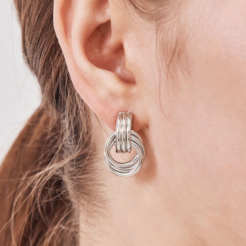 

GEIGER Jewelry Silver Two-Round Bold Earrings GISVEE144 white gold