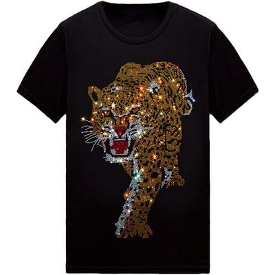 HZCX FASHION Mens Womens Sparkly T Shirt Rhinestone Short Sleeve Rock Festival Bling Gemstone Tshirt Cotton Graphic Tees