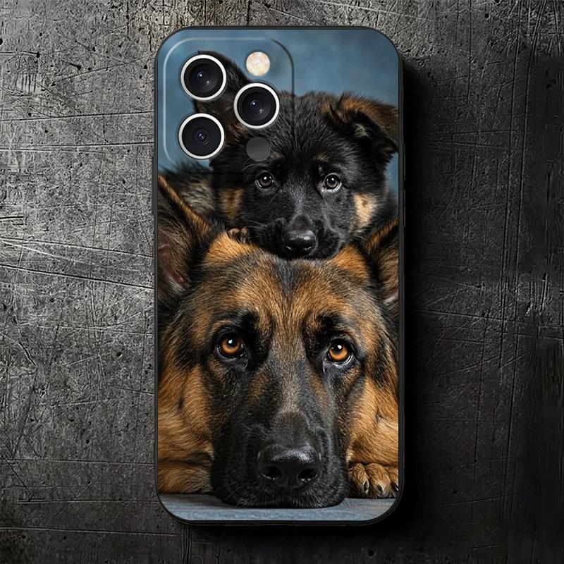 German Shepherd Dog Soft Phone Case for iPhone 16 16E 17 Air 15 Pro Max 14 Plus 13 Mini 11 12 7 Black Cover Back Shell