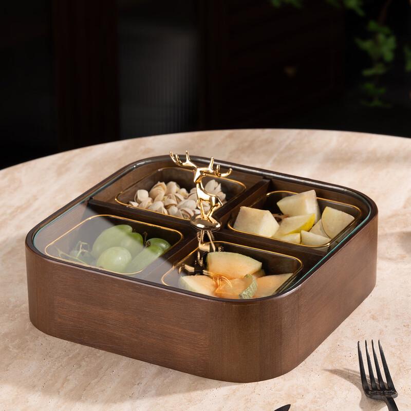 Hanton Lucky Deer Bamboo Divided Dried Fruit & Candy Box