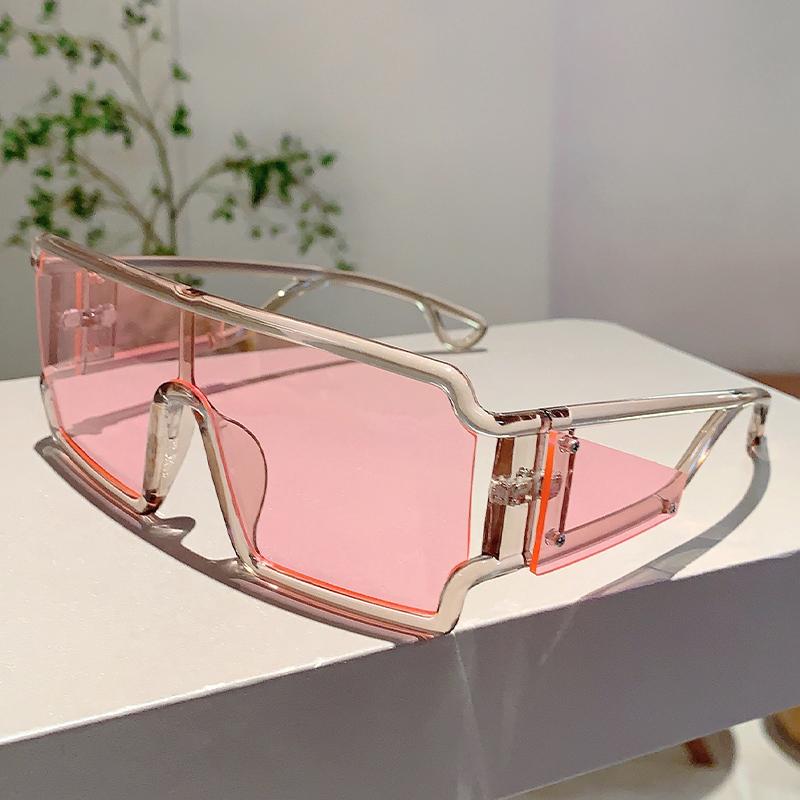 

KAMMPT Oversized Monoblock Sunglasses Men 2024 New Vintage Square Shades Women Ins Trendy Brand Design Candy Color Sun Glasses without case