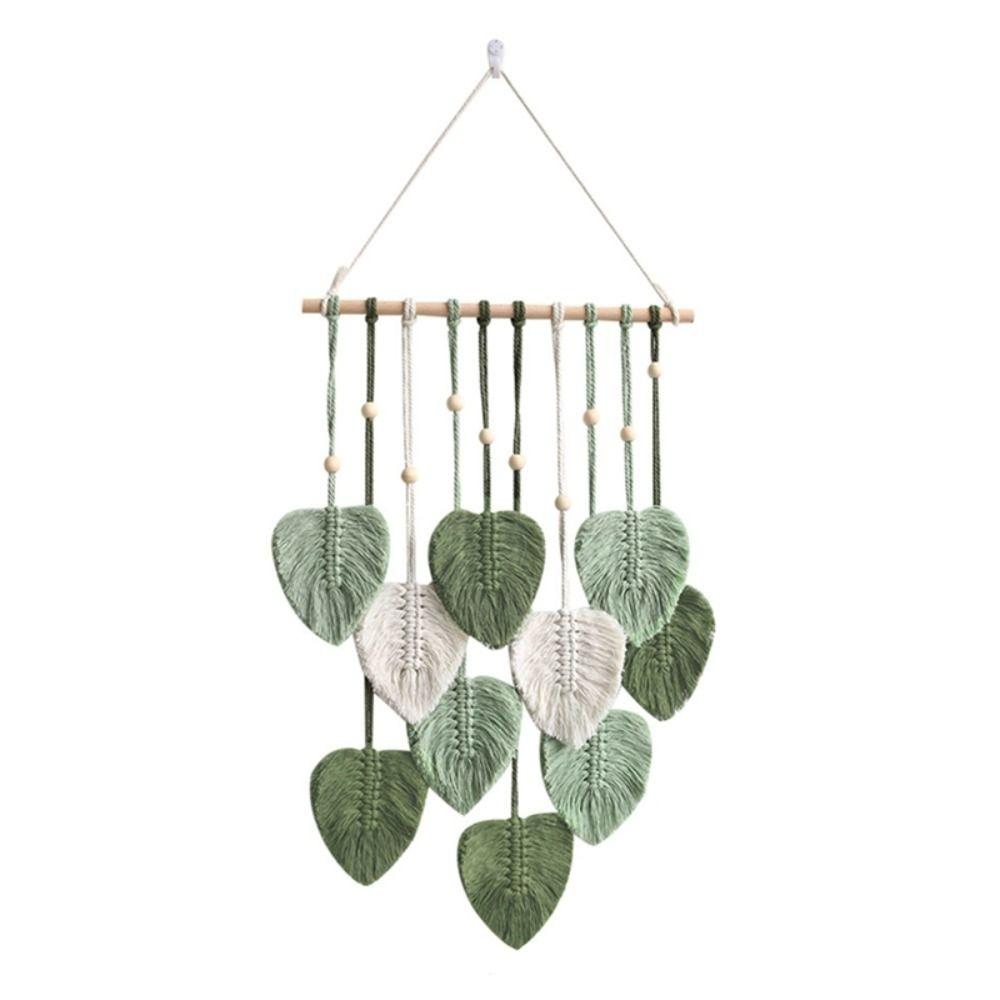 Handmade Macrame Hanging Ornament Green Wall Hanging Tapestry  for Bedroom Living