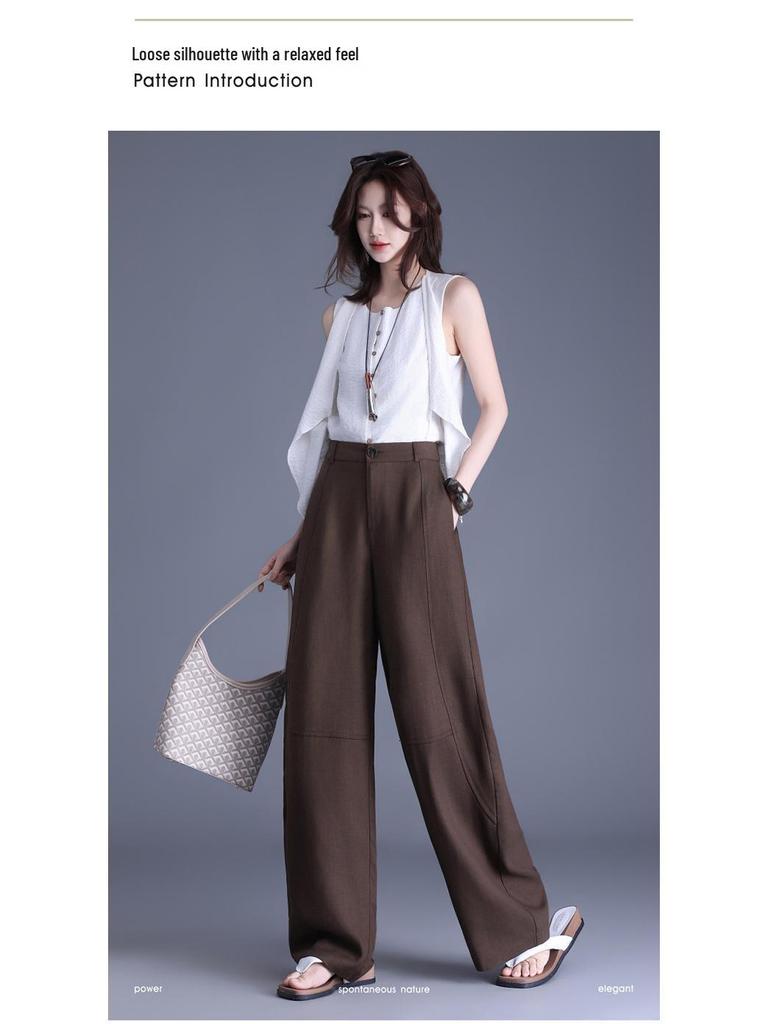 Neuer Eingang Schlankmachende High-Waist Hosen mit Fall - Vielseitiges Schlankes & Weiter Bein Design für Freizeitkleidung