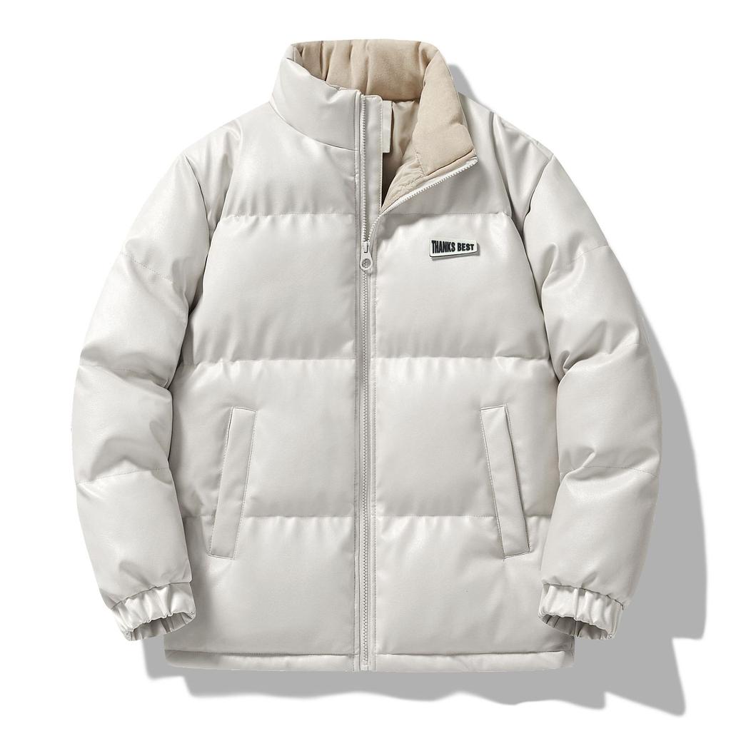 Men's Cotton Coat, Japanese Style Hong Kong Style Stand Collar, Thickened Winter Warm Jacket, Solid Color, Fashionable and Versatile Cotton Jacket