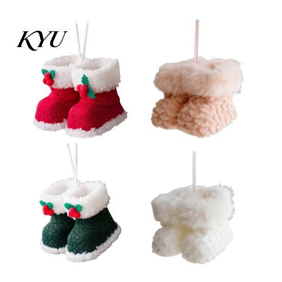 Holiday Stocking Gift Tag Soft Plush Christmas Boot Ornament, Decorative Knitted Party Photo Props Hanging Pendant for Xmas Tree, Decor Woolen