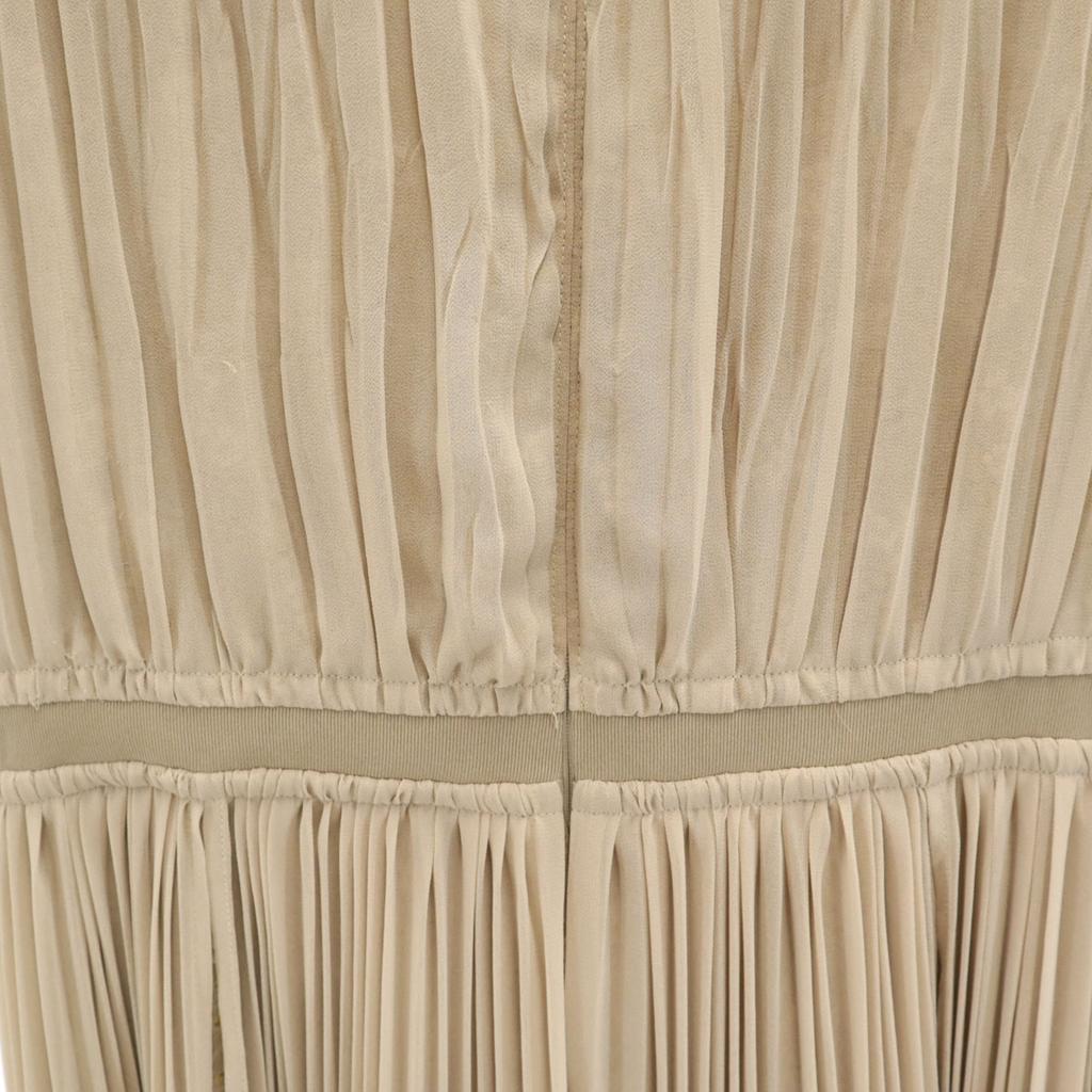 CLANE Floral pattern switching Short sleeve Pleated Long dress 1 beige Women Used