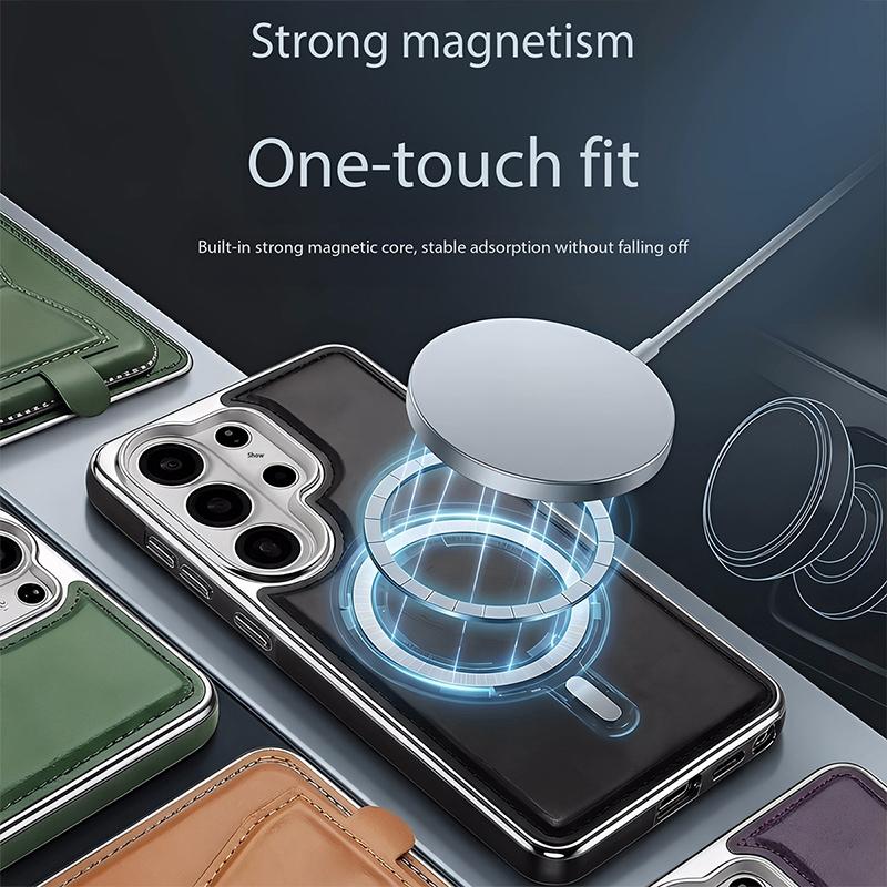 Premium Business Leather Case For Samsung Galaxy S26 Edge S25 Ultra S24+ Plus S23 Cover With Magnetic Card Slot Holder Pocket
