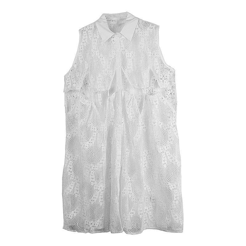 

XITAO Patchwork Pocket Hollow Out Mesh Dress GYX1648 One Size белый