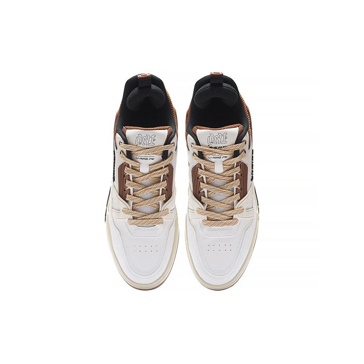 Li Ning 001 BTC 001 Btc Low top Skateboard Shoes Men's White Brown AGCS103-5