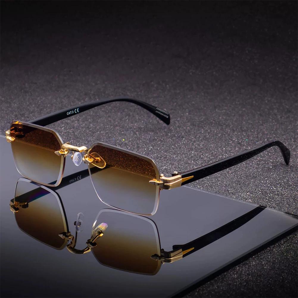 Women Men Universal Rectangle Frameless Sunglasses Festival Holiday Gift Sun Protection Vintage Alloy Glass Eyewear Accessories