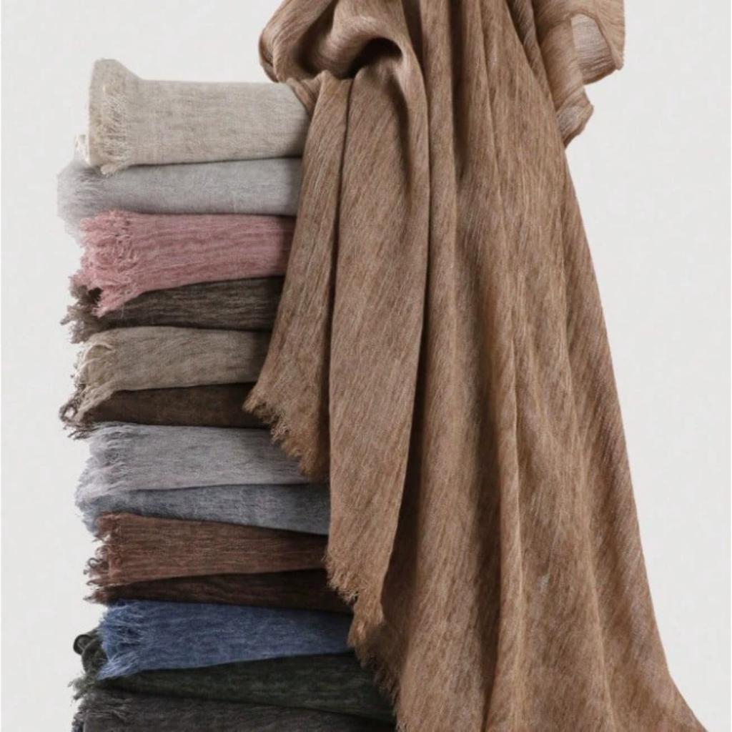 190x80cm Crinkle Hijab for Women Muslim Scarf Shawl Tie-dye Headscarf Solid Color Islamic Turban Ramanda