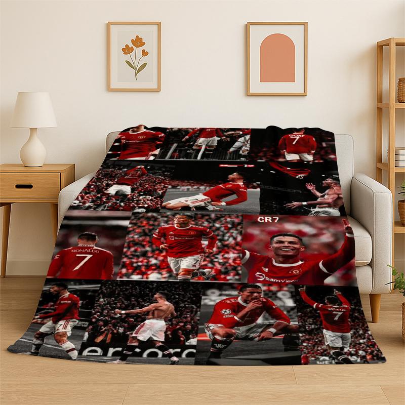 

CR12 Goat R-Ronaldo Football Star Flannel Blanket Soft Warm Throw Blanket for Bedroom Living Room Bed Travel Camping Picnic Kid 75x90cm