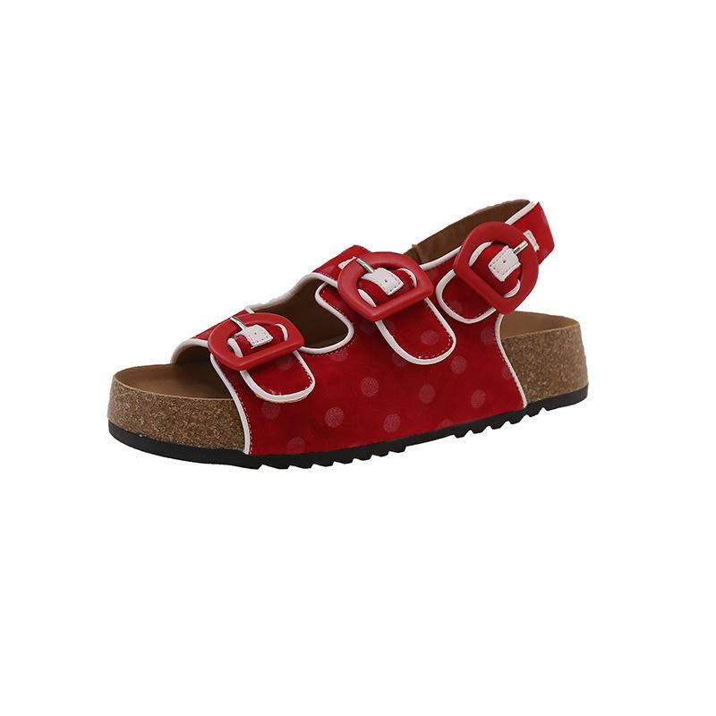 

Square buckle platform soled women s new fashion, versatile and comfortable to wear retro slip-on sandals 35 красный