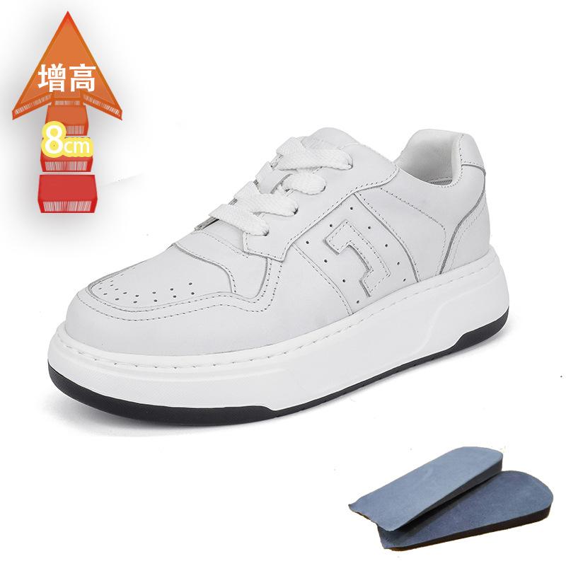 

Невидимое увеличение роста 8 см кожаные на толстой подошве белые туфли толстая подошва нескользящие туфли панда спортивный и повседневный 100 40