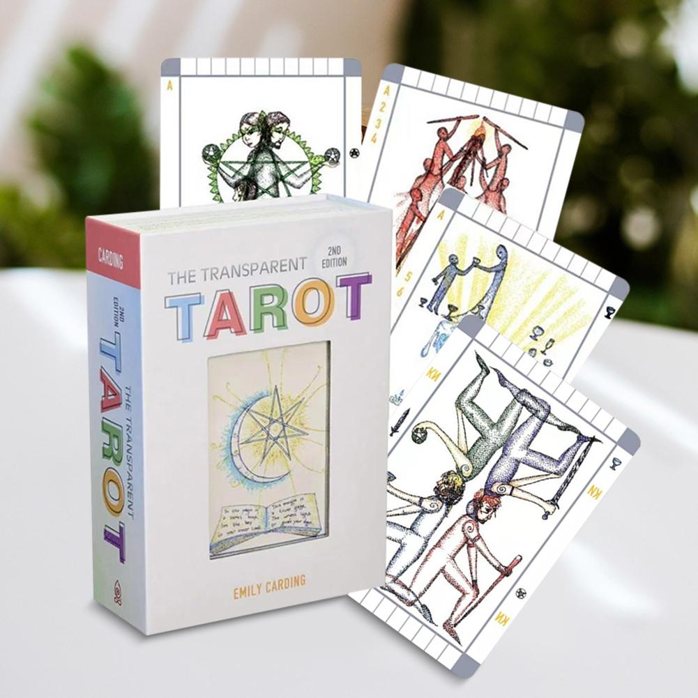 Průhledné karty s významy na nich Tréninková sada karet s průvodcem Hra na věštění pro začátečníky