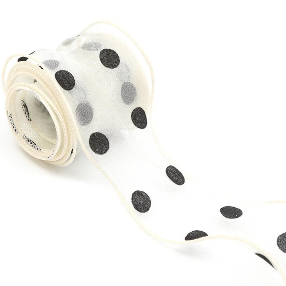 4cm Width Organza Ribbon 10 Yards Length Solid Color Chiffon Ribbon Wave Point Polyester Material Tulle Ribbon Hair Bows