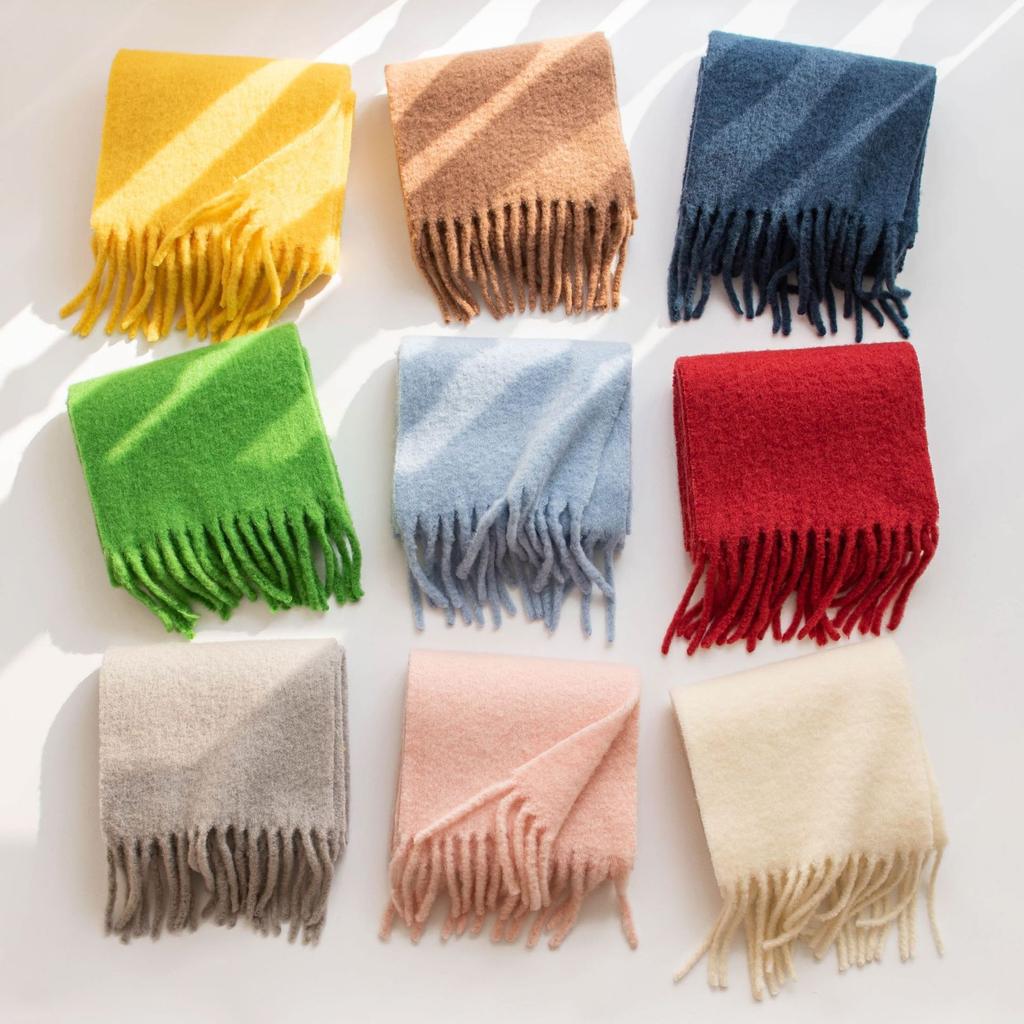 Iceland Blue Wool Scarf Autumn and Winter Solid Color Versatile Cashmere Feel Scarf for Men and Women Thickened Warm Scarf