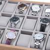 Wooden Watch Box 30 Slots Display Tray Organizer With Grey Velvet Pillows For Men Women