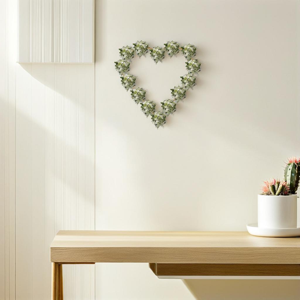 Heart Shaped Metal Wreath Frame Valentine Day Floral Arrangement Wire Hoop Wreath Decor for Home Party Wedding