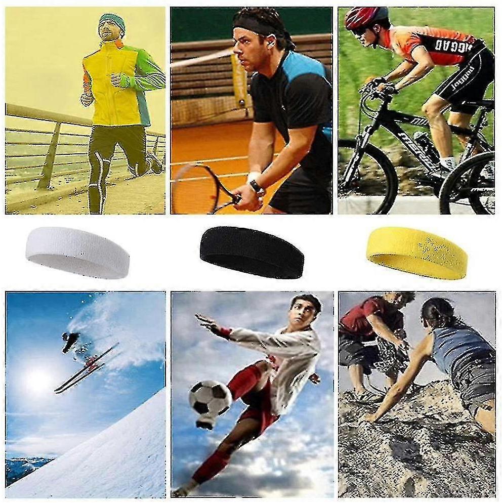10 Stück Sport-Stirnband für Männer und Frauen, Schweißband, Elastisches Haarband, Rutschfestes, Feuchtigkeitsableitendes Baumwoll-Stirnband für Sport