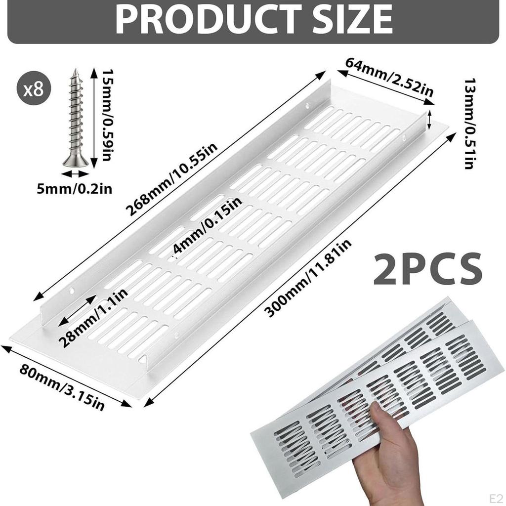 2Pcs Cabinet Ventilation Grille, Aluminum Alloy Sturdy Heavy Duty Accessories Easy To Install
