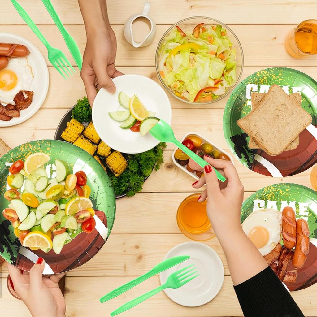 192pcs Football Party Supplies 2024, Football Party Plates and Napkins Decorations Supplies for 24 Guests, Football Super Bowl Disposable Paper