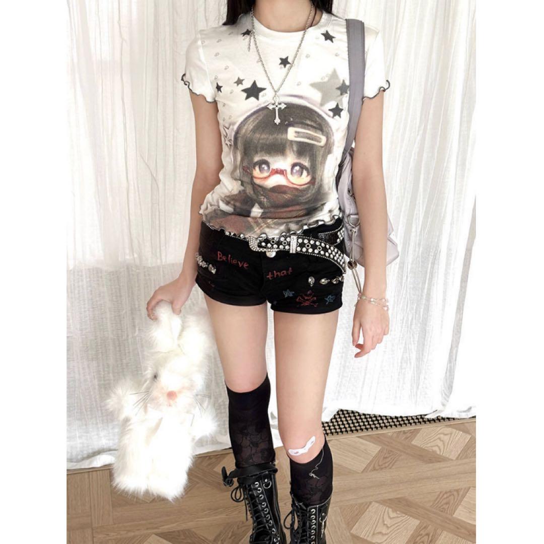 

[USED] Limited Edition Trendy Y2K Korean Style Heisei Gal Anime Character Print