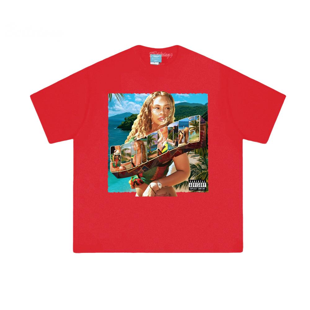 

Латто 2025 Новая футболка Летняя футболка с круглым вырезом 100% хлопок Одежда Высокое качество Женская/Мужская Хип-хоп Мягкие топы XXL красный