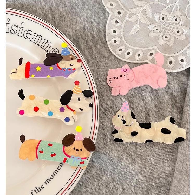 Cartoon Puppy & Cat Hair Clips for Women & Children - Duckbill Side Bangs Hairpins