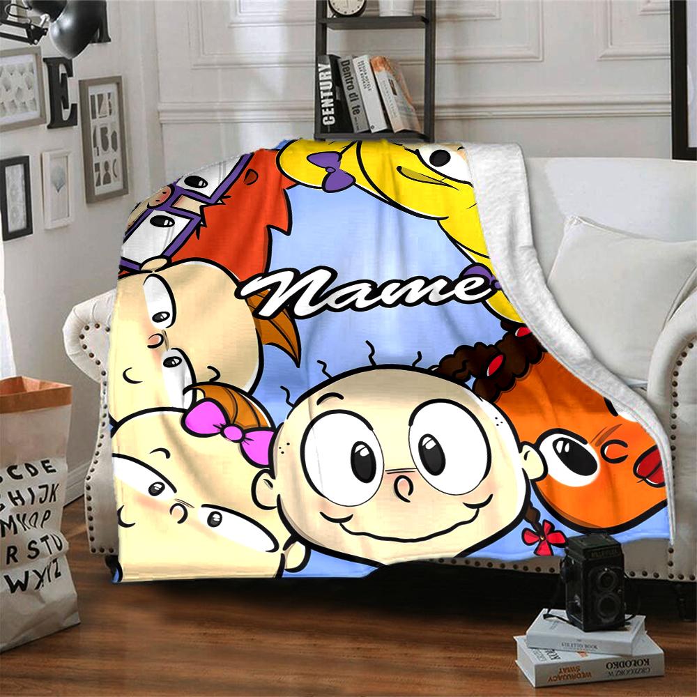 Custom Name Rugrats Theme Printed Blanket - Perfect for Couch, Bed, Travel & Outdoor Use | Machine Washable, Cozy & Durable.