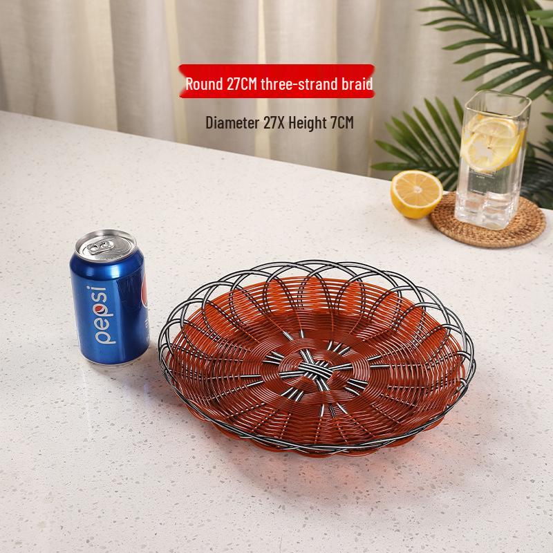Round Wicker-Look Basket for Popcorn, Fries, Fruit, Snacks & More - Three-Line Edge