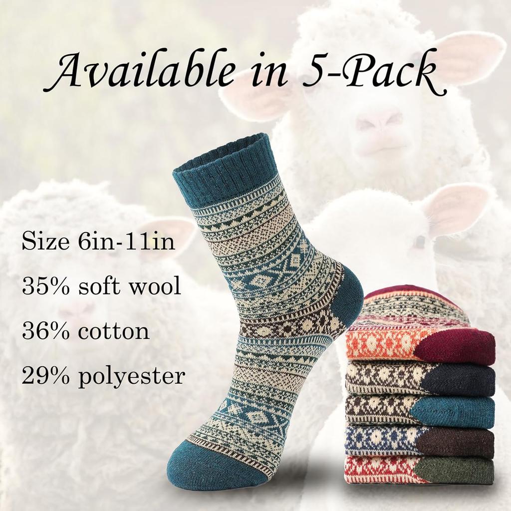 5 pairs, winter warm and comfortable hiking socks, socks autumn and winter, thermal socks wool socks