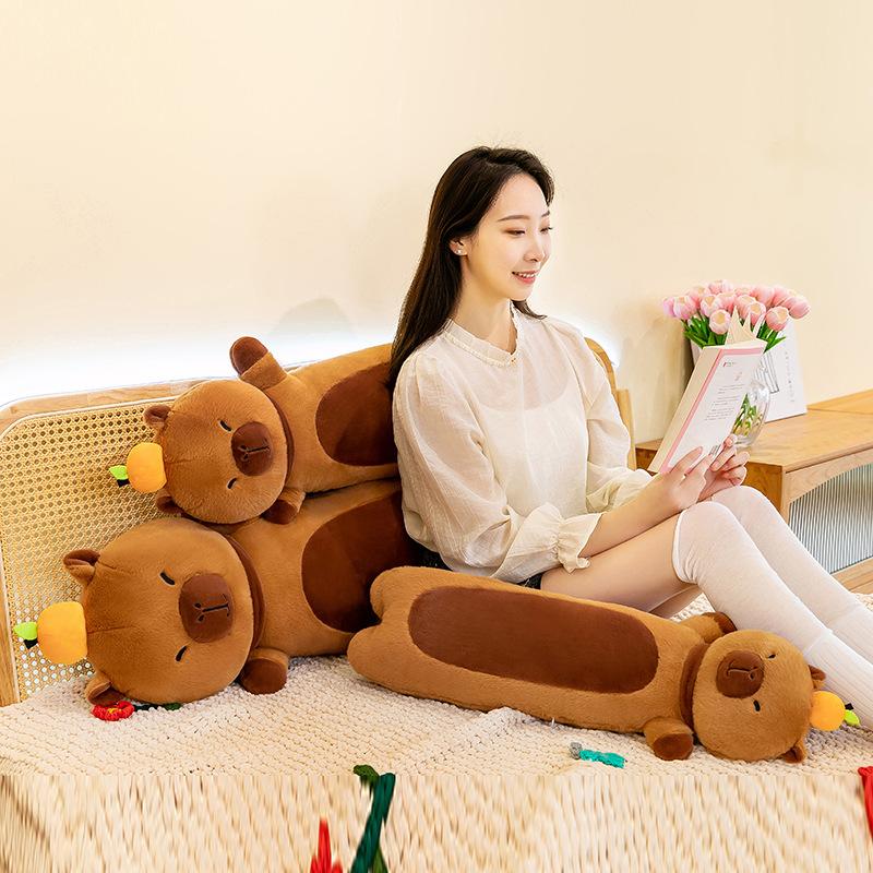 New Buddhist capybara long throw pillow Kapibara plush toy doll sleeping leg long pillow