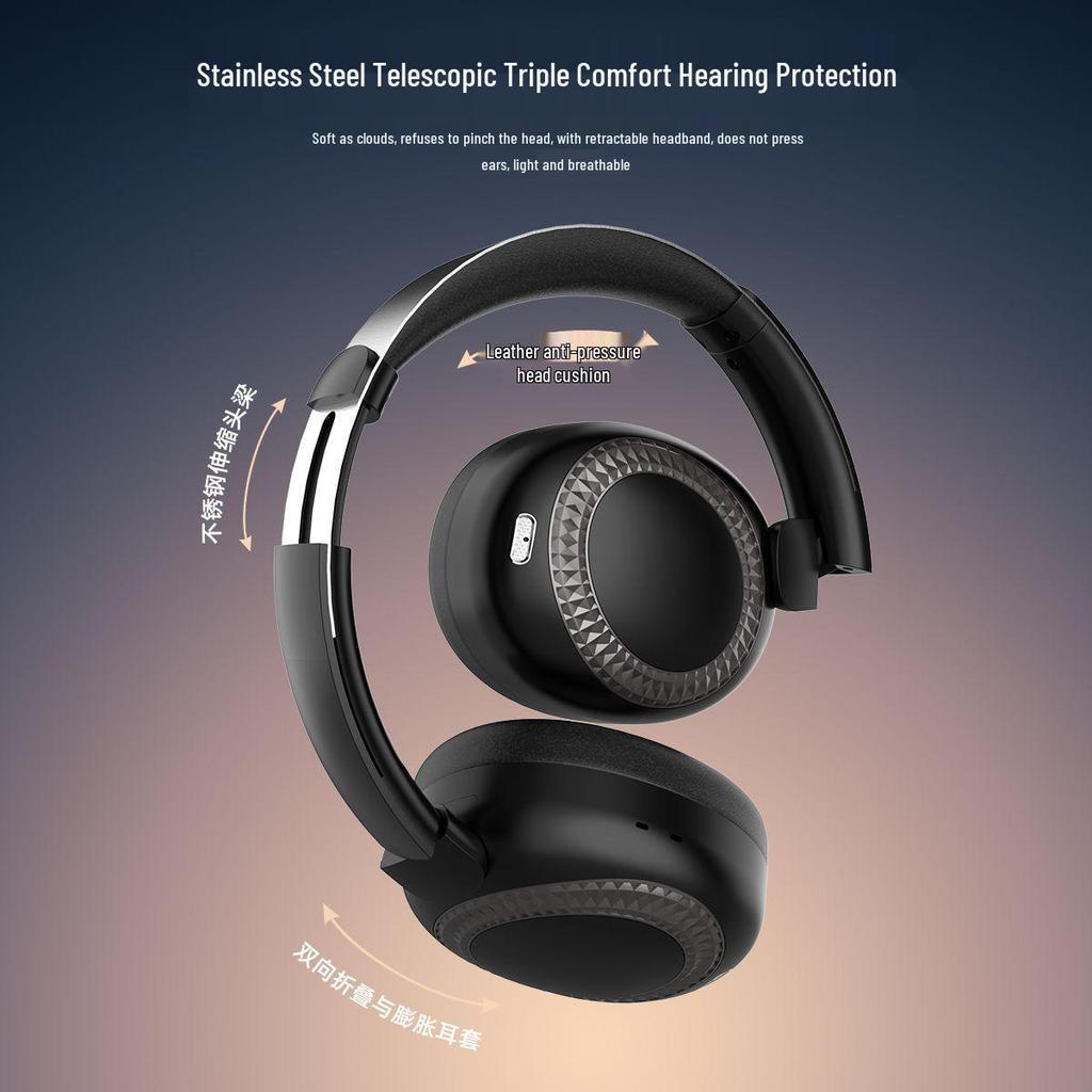New Bluetooth Over-Ear Headset: Foldable, Rotating Design with Soft Large Earcups