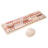   Sweet Keyboard Mouse Combo Mixed Color 2.4G Wireless Keyboard Mouse Set Circular Suspension Key   for PC Laptop Light Brown