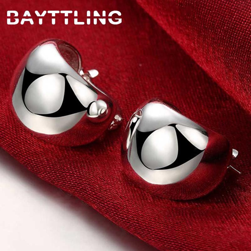 High Quality 925 Sterling Silver 20MM Fine Ball Hoop Earrings For Women Wedding Charm Earrings Wife Birthday Gift Jewelry