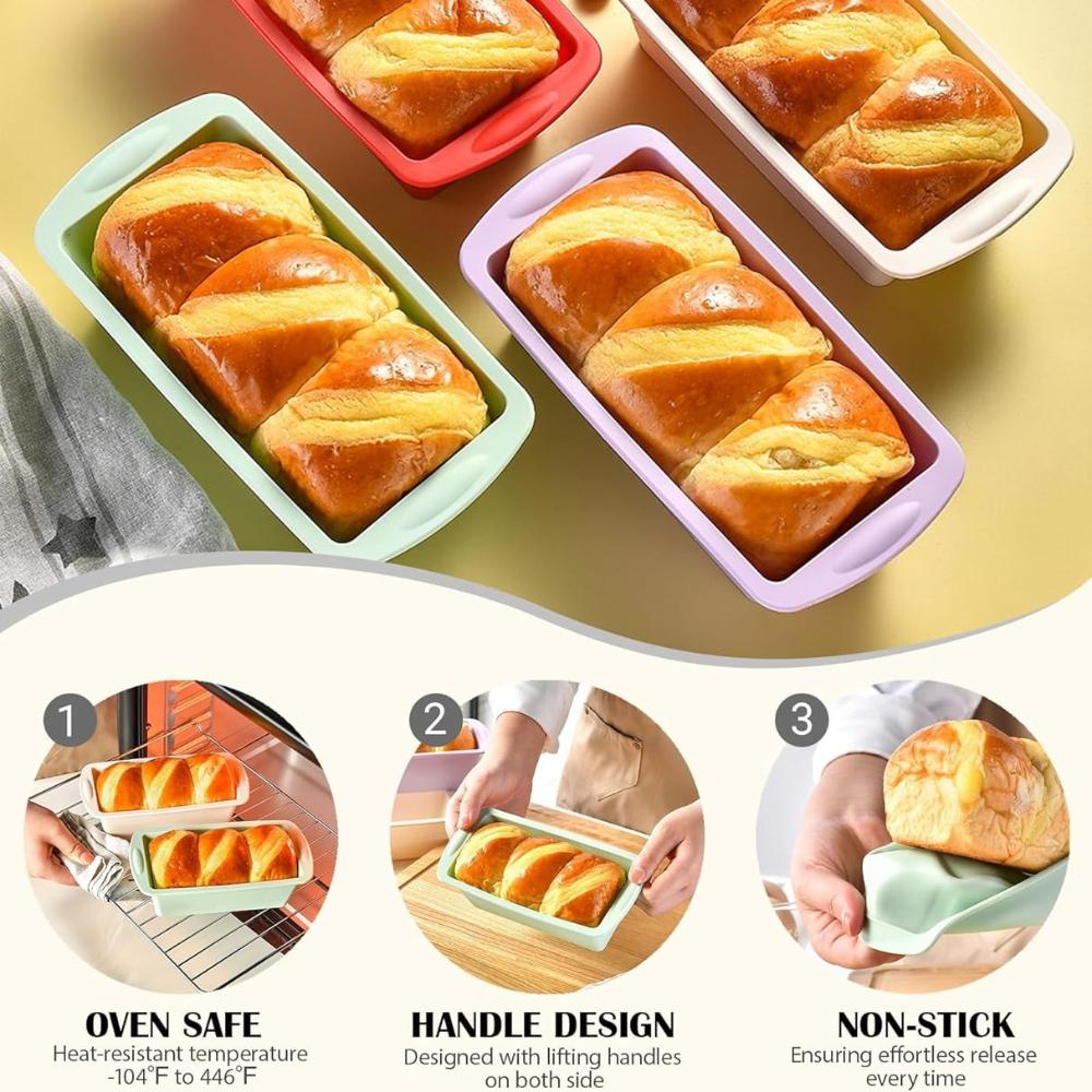 Silicone Bread Pan Nonstick Loaf Pans Flexible Rectangle Baking Molds for Bread Cake Easy Release Pastry Toast Mould Baking Tool