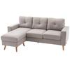 3 Seater Corner Sofa Linen Look Reversible Chaise Longue 193x136x85 Cm Light Gray