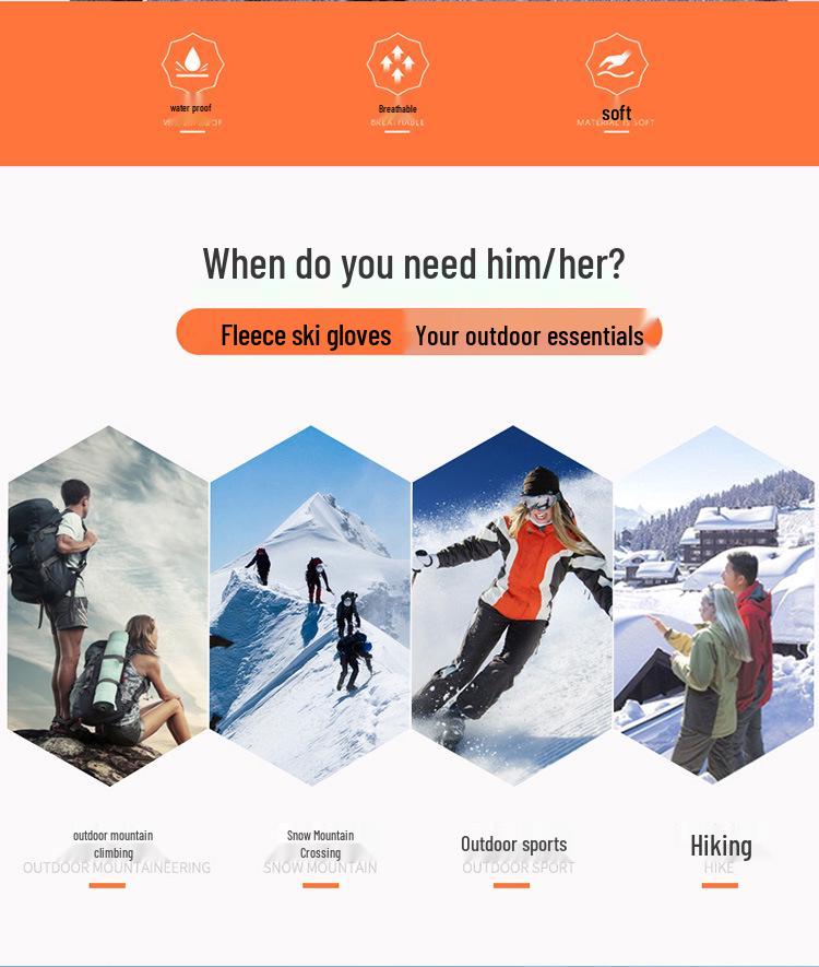 Unisex Ziemas Vēja necaurlaidīgi Cimdi ar flīsa oderi riteņbraukšanai, slēpošanai un alpīnismam