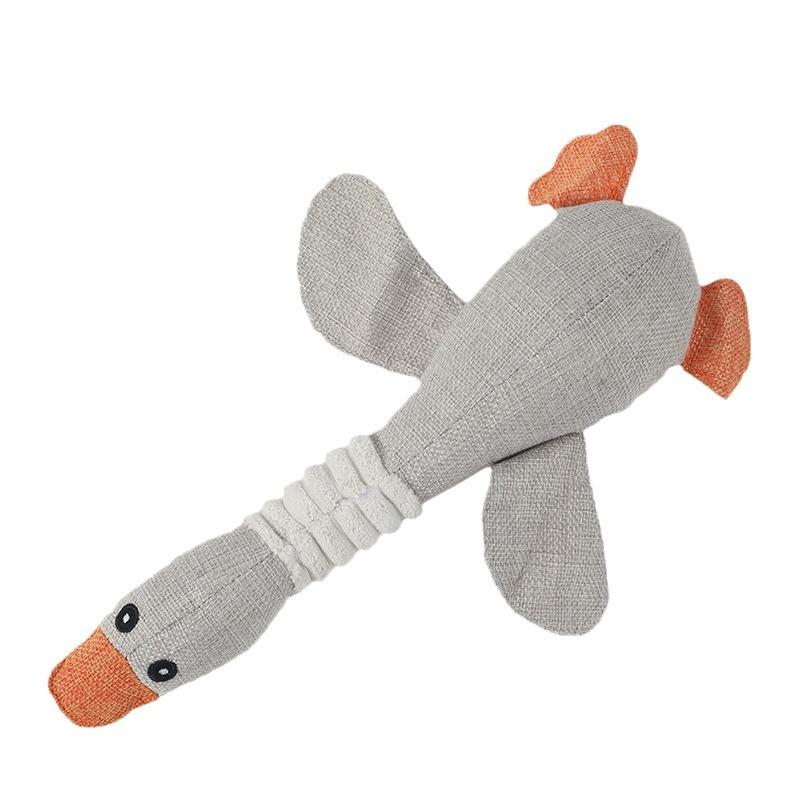

Squeaky Linen Goose Dog Toy, Interactive Stuffed Pet Chew Toy for Puppies Small Dogs, Durable Teeth Cleaning Crinkle Toy серый