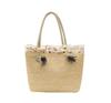 Chic Fashionable Womens Large Shoulder Bag Elegant Woven Tote Handbag With Embroidery Details
