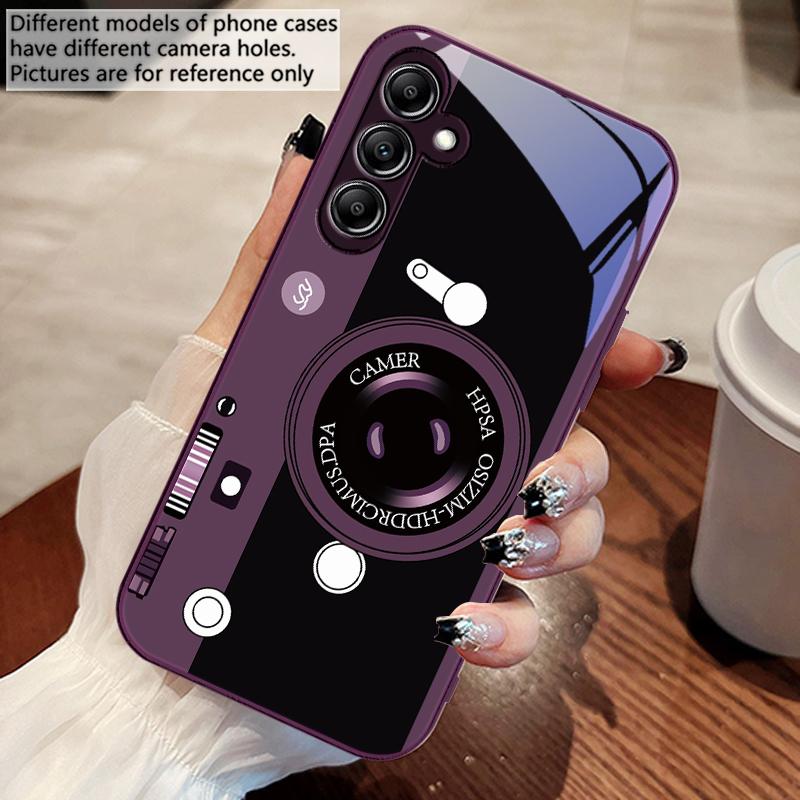 Dark green camera pattern For Samsung A 73 72 71 70 56 55 54 53 52 51 50 42 35 34 33 32 31 26 25 24 23 22 30 20 glass phone case