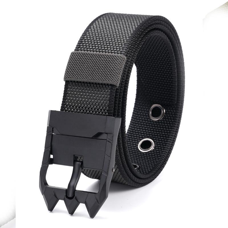 New Men's Nylon Canvas Belt Rotating Alloy Pin Buckle Belt Outdoor Casual Versatile Wear Resistant Tactical Belt
