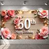 Banner Milestone Birthday Theme Happy 60th Birthday Banner Birthday Celebration Background Feminine Aesthetic For Indoor Event