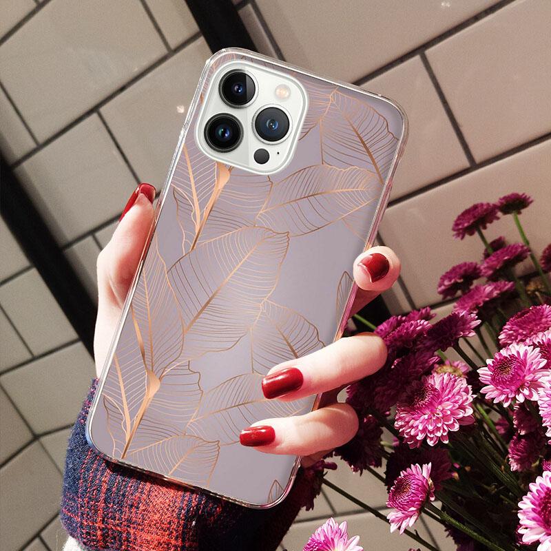 Phone Cases For iPhone 14 12 11 13 Pro Max Case Silicone Funda On iPhone 13Mini X XS Max XR 8 7 14 Plus Rose Gold Heart  Love