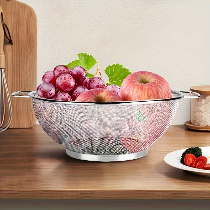 3-Piece Stainless Steel Mesh Colander Set - Multi-Use Kitchen Strainer with Handles Efficient Food Washing & Draining