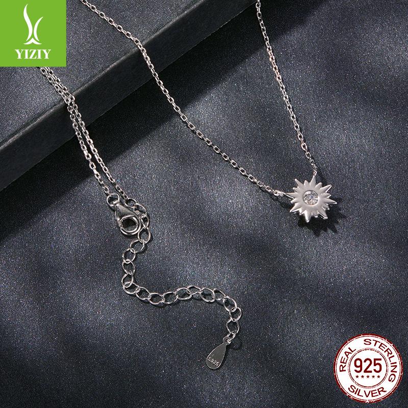 Bright Mozzarella Diamond Sun Necklace Collarbone Chain S925 Sterling Silver Luxury High-End Necklace