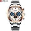 Curren Herrenuhr Blaues Zifferblatt Edelstahlarmband Datum Herren Business Herrenuhren Wasserdicht Luxus Herren Armbanduhren für Herren