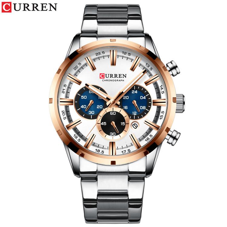 Curren Herrenuhr Blaues Zifferblatt Edelstahlarmband Datum Herren Business Herrenuhren Wasserdicht Luxus Herren Armbanduhren für Herren