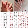 3D Black Red Pink Nail Stickers Bowknot Nail Decals Ribbon Butterfly Knot Self Adhesive Nail Sliders DIY Manicure Decorations